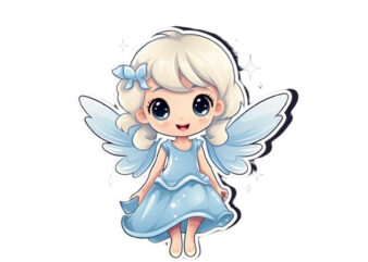 Beautiful baby fairy cartoon character sticke