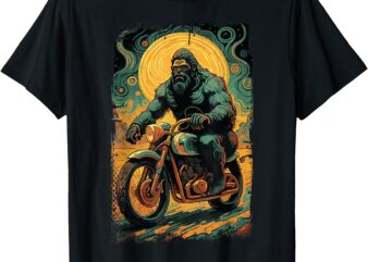 Big Foot Riding Bike Merch Retro Vintage Bigfoot Motorcycle T-Shirt