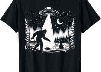 Bigfoot, Loch Ness Monster & UFO Alien Spaceship T-Shirt