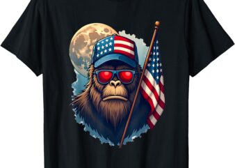 Bigfoot Veteran Patriotic US Flag Veterans Day T-Shirt