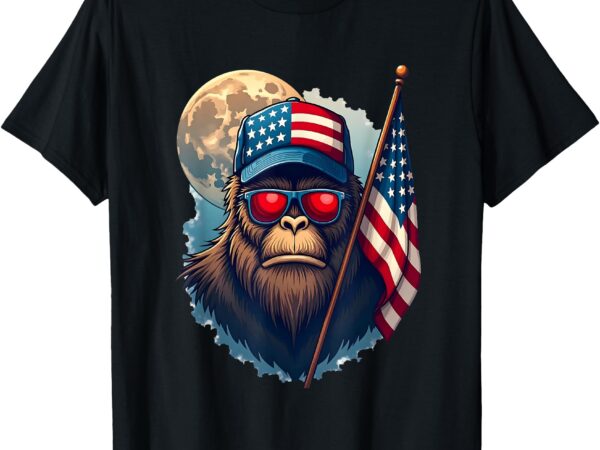 Bigfoot veteran patriotic us flag veterans day t-shirt