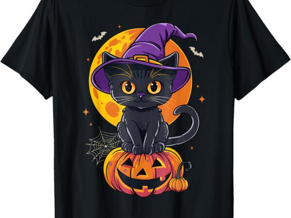 Black cat halloween shirts for men women pumpkin halloween t-shirt