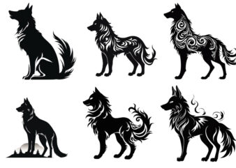 Black silhouette of heraldic wolf