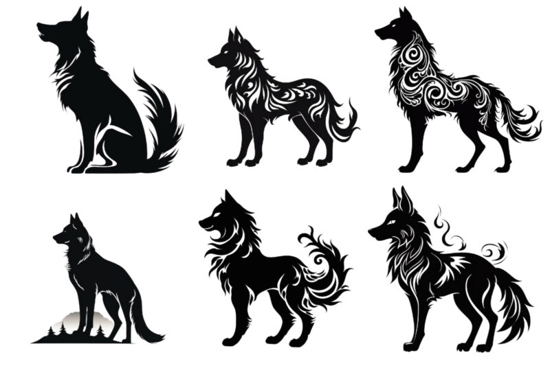 Black silhouette of heraldic wolf