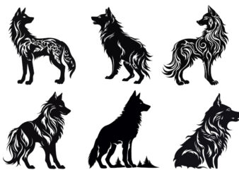 Black silhouette of heraldic wolf