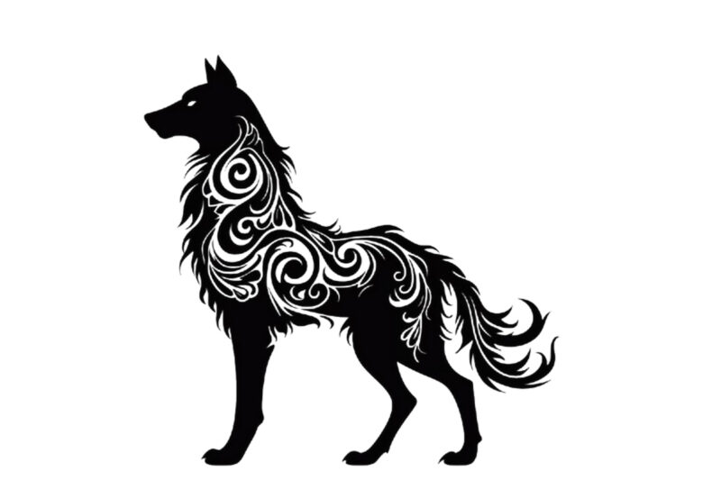 Black silhouette of heraldic wolf