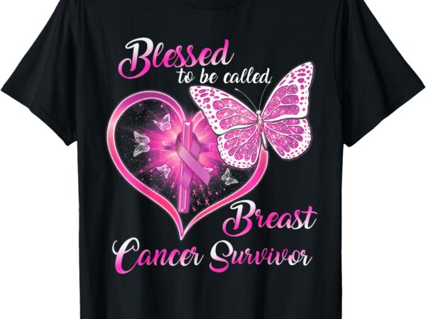 Blessed to be called breast cancer survivor butterfly heart t-shirt