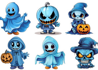 Blue Halloween cartoon Clipart t shirt template