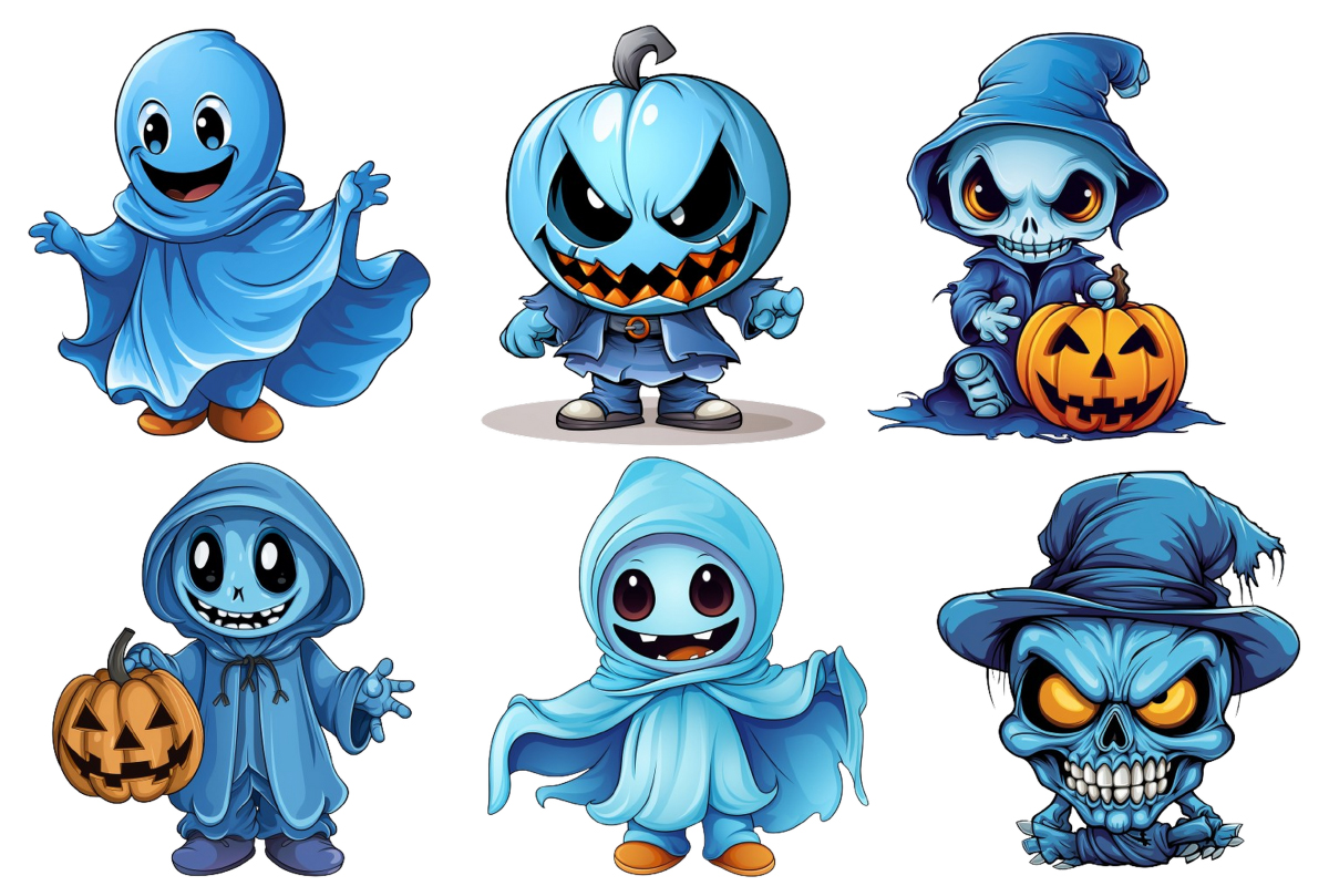 Blue Halloween cartoon Clipart - Buy t-shirt designs