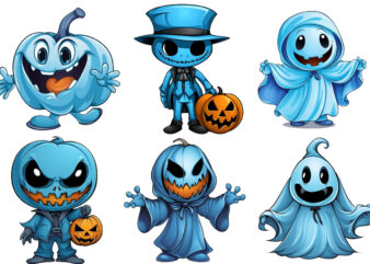 Blue Halloween cartoon Clipart t shirt template