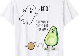 Boo You Scared The Pit Out Of Me Funny Ghost Avocado T-Shirt