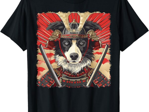 Border collie dog japanese art samurai ukiyo-e vintage t-shirt