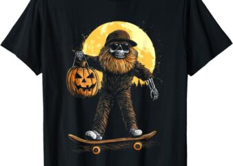 Boys Halloween Shirt For Kids Toddlers Skeleton Bigfoot T-Shirt