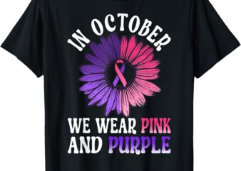 Breast Cancer Domestic Violence Awareness Pink Purple Ribbon T-Shirt