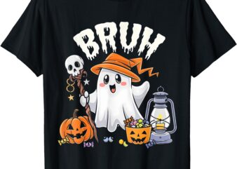 Bruh Ghost Halloween Cute Ghost Candy Kids Funny T-Shirt