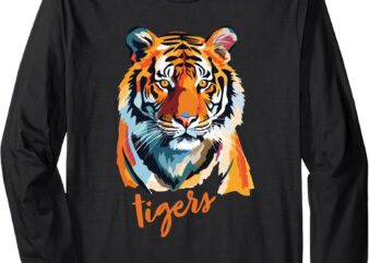 Brush Stroke Tiger Graphic Long Sleeve T-Shirt