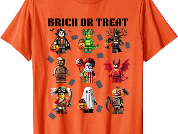 Building bricks halloween brick or treat costume monsters t-shirt