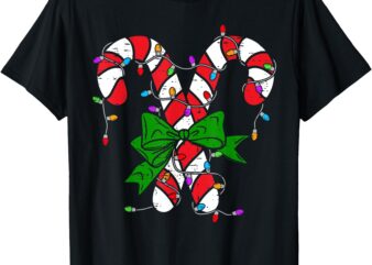 Candy Cane Merry And Bright Christmas Lights Men Women Kids T-Shirt