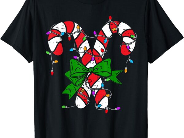 Candy cane merry and bright christmas lights men women kids t-shirt