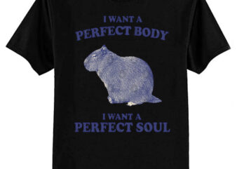 Capybara i want a perfect body i want a perfect soul Shirt, Funny Capybara Meme T-Shirt