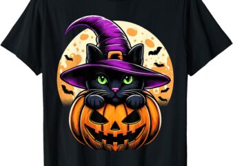 Cat Halloween Pumpkin Black Cat T-Shirt