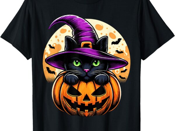 Cat halloween pumpkin black cat t-shirt