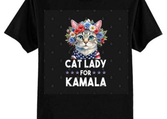 Cat ladies for kamala funny cat 2024 president kamala-harris t-shirt