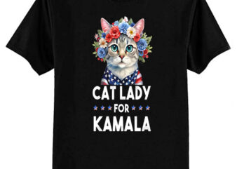 Cat Ladies for Kamala Funny Cat 2024 President Kamala-Harris T-Shirt