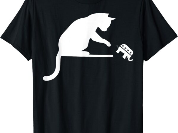 Cat ladies for kamala kitty knocking republican off table t-shirt