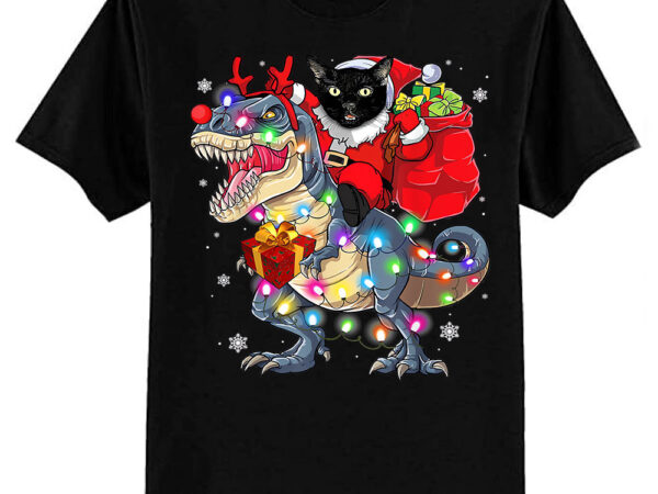 Cat riding a dinosaur t rex christmas gifts classic t-shirt