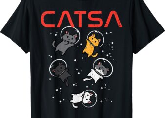 Catsa Cat Astronauts Funny Kitten Space Women Girls Kids Men T-Shirt