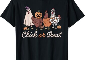 Chick Or Treat Halloween Witch Spooky Chicken T-Shirt