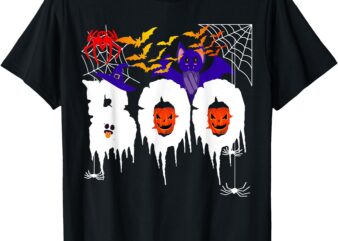 Child Girl Man Woman Cute Spider Bat Witch Ghost Saying Boo T-Shirt