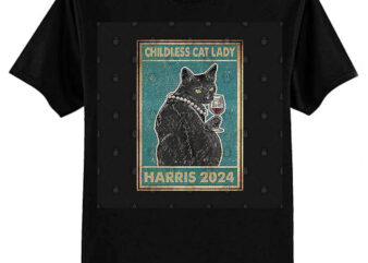 Childless Cat Lady Vintage Cat Kamala 2024 T-Shirt