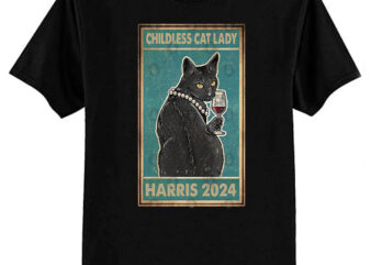 Childless Cat Lady Vintage Cat Kamala 2024 T-Shirt