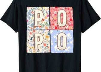 Chinese Grandma Popo Mother’s Day Boho Floral Flower T-Shirt