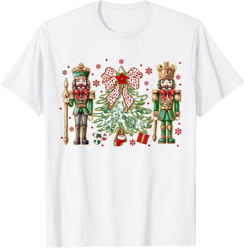 Chinoiserie Christmas Nutcracker Christmas Tree Coquette Bow T-Shirt