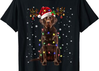 Chocolate Lab Labrador Christmas Tree Light Pajama Dog Xmas T-Shirt