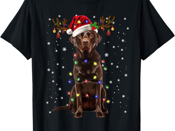 Chocolate lab labrador christmas tree light pajama dog xmas t-shirt