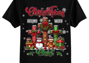 Christmas Begins With Christ Snowman Christian Religious T-Shirt ltsp