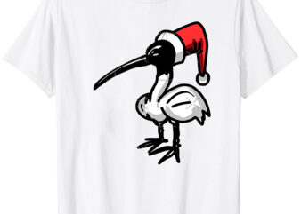 Christmas Bin Chicken T Shirt – Australian Bin Chicken Christmas Themed Tee with quote Who’s Bin Naughty featuring an Aussie Ibis bird! Clas