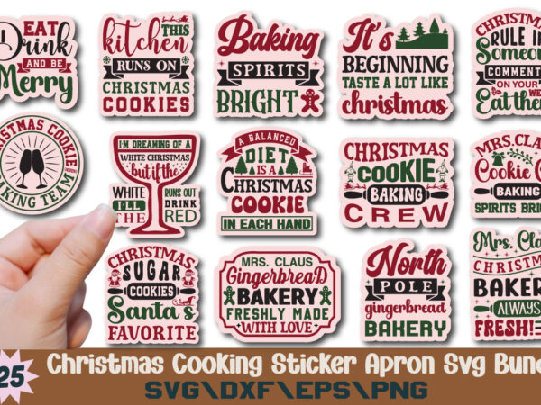 Christmas cooking sticker apron t-shirt bundle christmas cooking sticker apron svg bundle