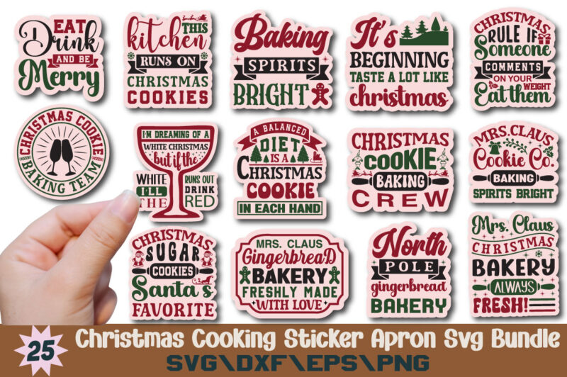 Christmas Cooking Sticker Apron T-shirt Bundle Christmas Cooking Sticker Apron Svg Bundle