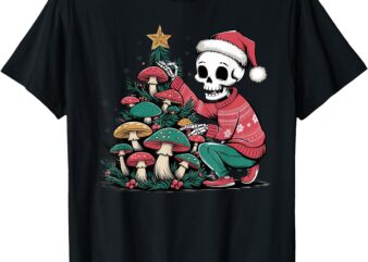 Christmas Cottagecore Skeleton Aesthetic Funny Santa Claus T-Shirt