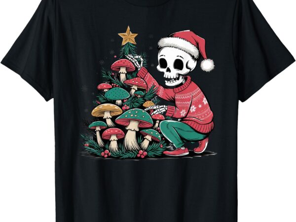 Christmas cottagecore skeleton aesthetic funny santa claus t-shirt