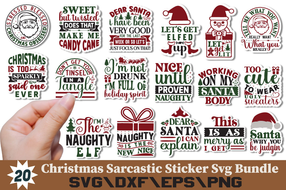 Christmas Sarcastic Sticker T-shirt Bundle Christmas Sarcastic Sticker ...