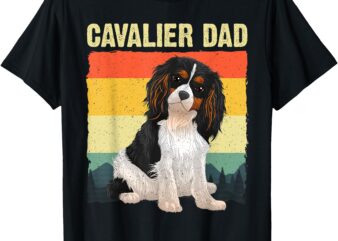 Cool Cavalier King Charles Art For Men Dad Cavalier Spaniel T-Shirt