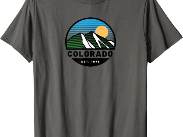 Cool colorado mountain retro sunset novelty fashion design t-shirt