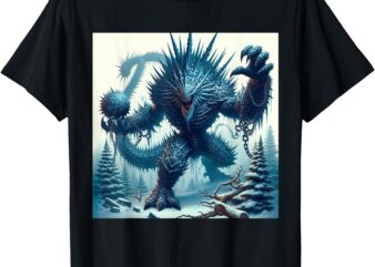 Cool Ice Giant – Fantasy Cartoon Dinosaur Art T-Shirt