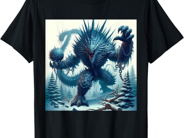 Cool ice giant – fantasy cartoon dinosaur art t-shirt